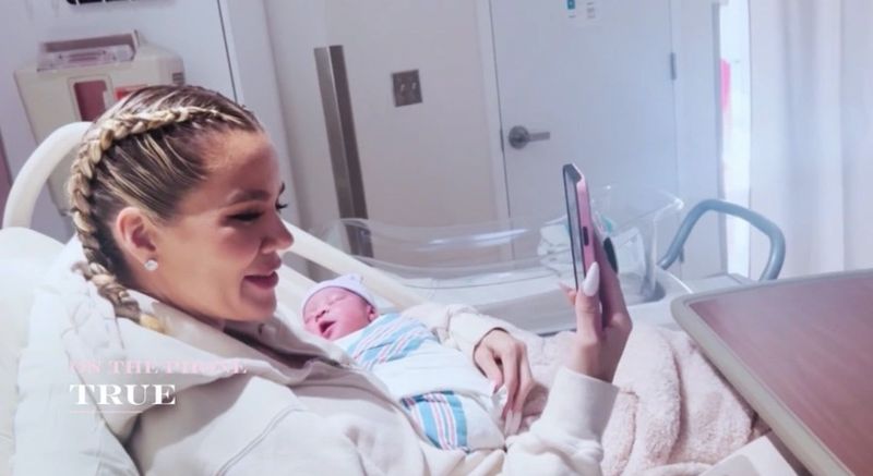 Khloe Kardashian with her new born baby boy
