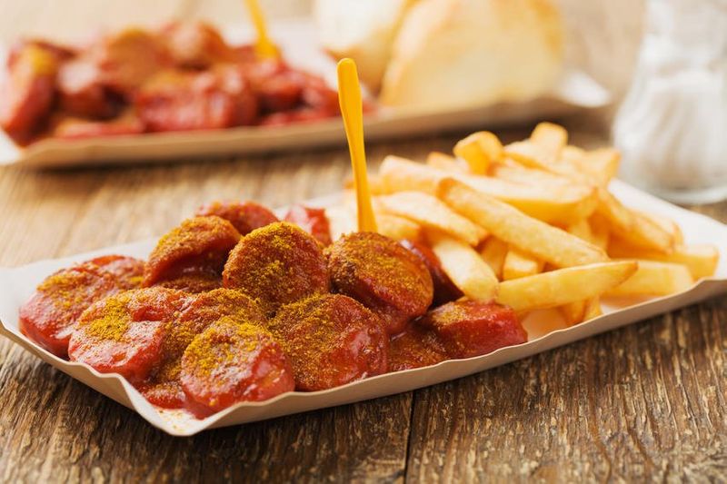 Currywurst with fries from Germany