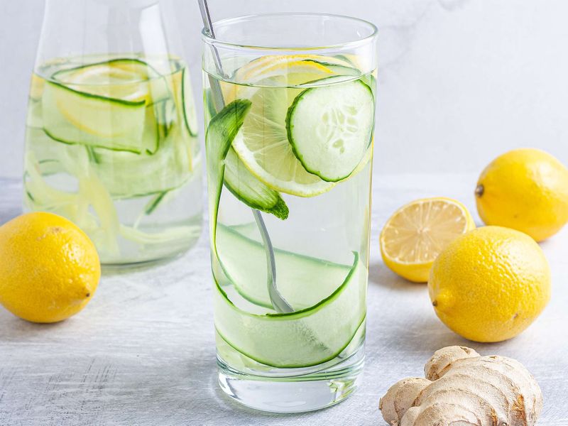 Kourtney Kardashian detox lemon ginger and mint water