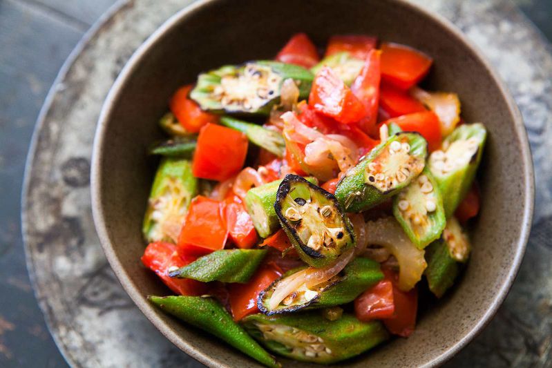 Tomatoes with okra recipe