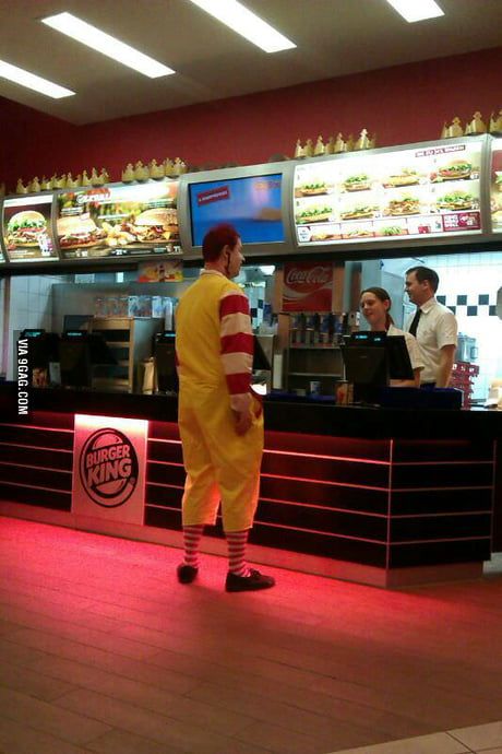 Ronald McDonald spotted in a burger king