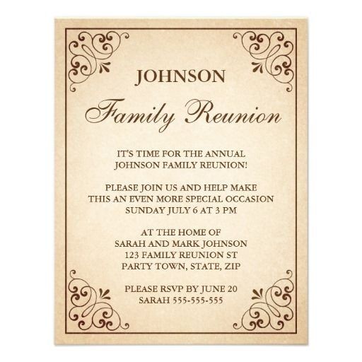 Invitation card for family reunion