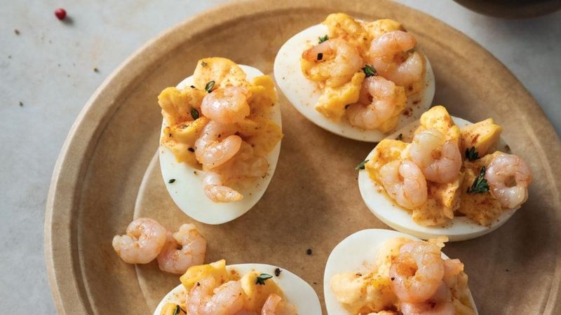 Deviled Eggs with Pickled Shrimp
