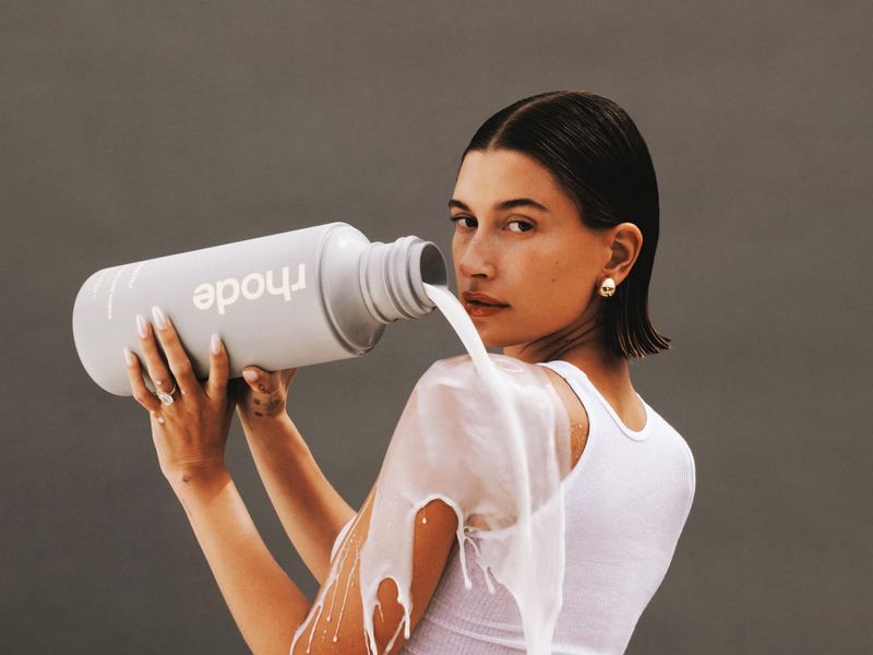 Hailey Bieber glazing milk