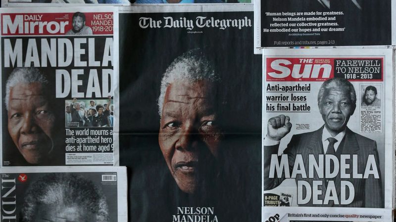 Mandela dead newspaper clip