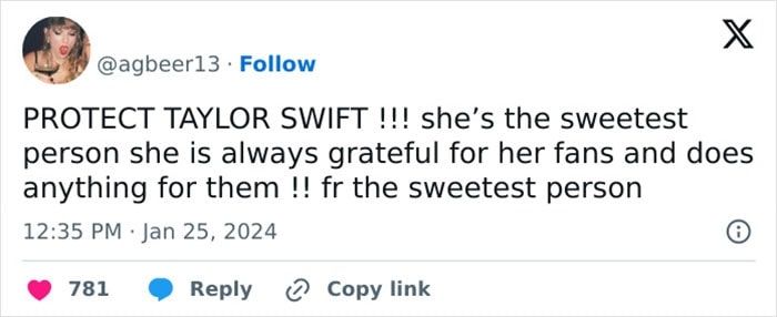 Taylor Swift fan tweet