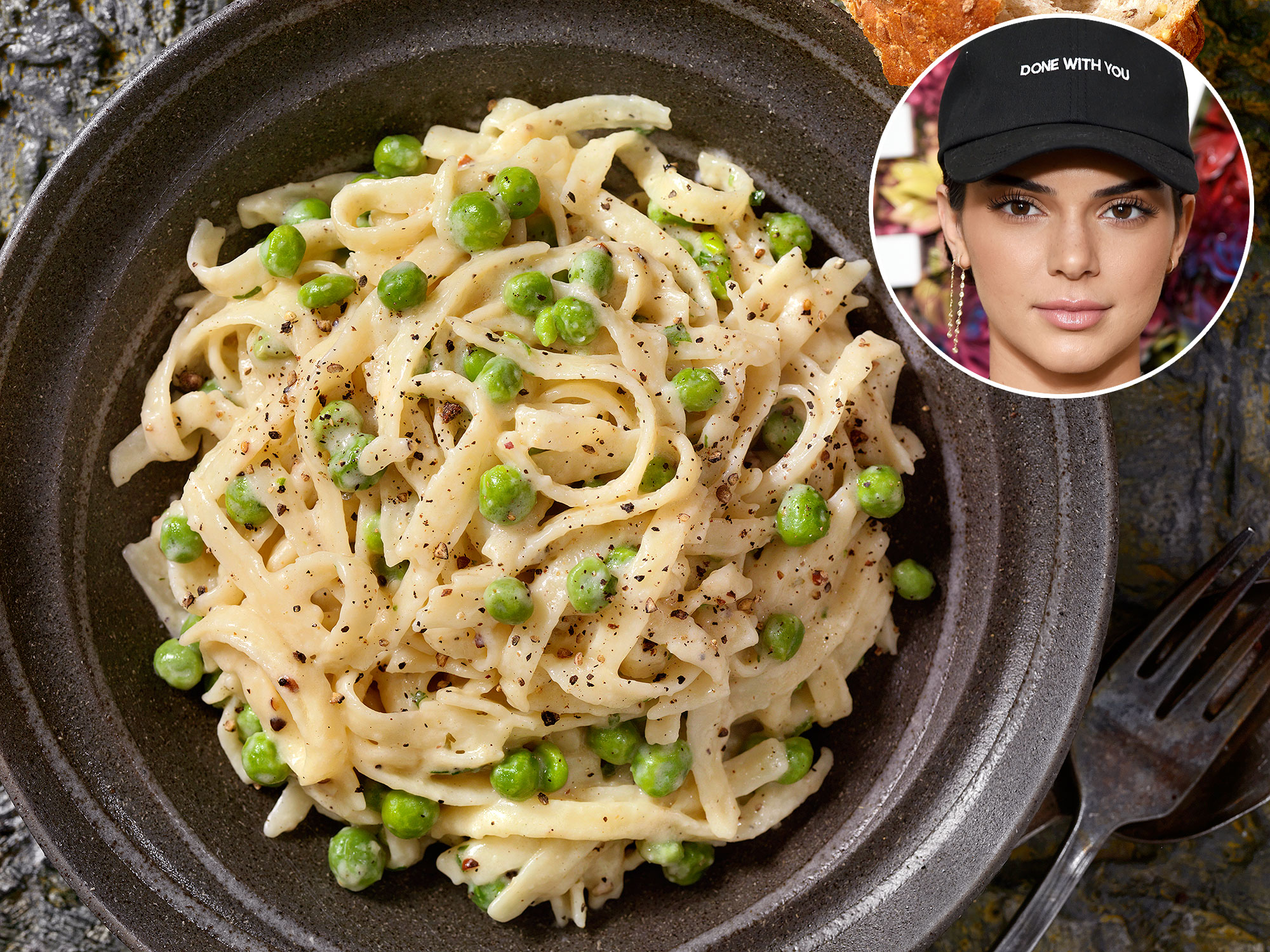 Kendall Jenner - Fettuccine with peas